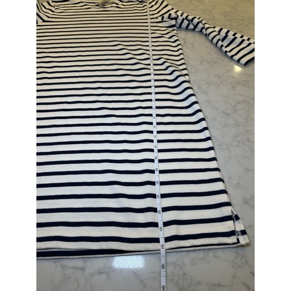 Madewell Striped Knit Dress NWT Blue Cream 3/4 Sleeve Size Medium - Picture 8 of 9